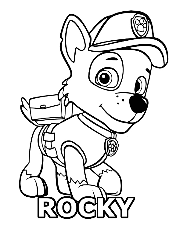 Rocky coloring pages paw patrol