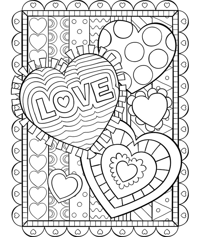 Valentine hearts coloring page