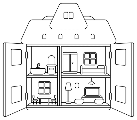 Dollhouse coloring page free printable coloring pages