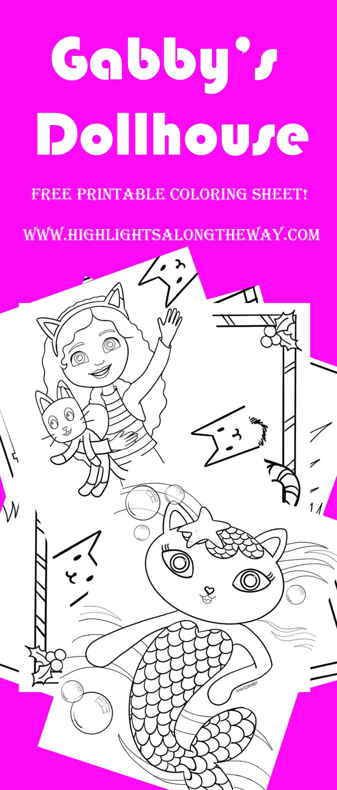 Gabbys dollhouse printable coloring activity sheets