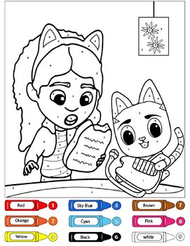 Gabbys dollhouse color by number coloring pages by kamal lehrabbat