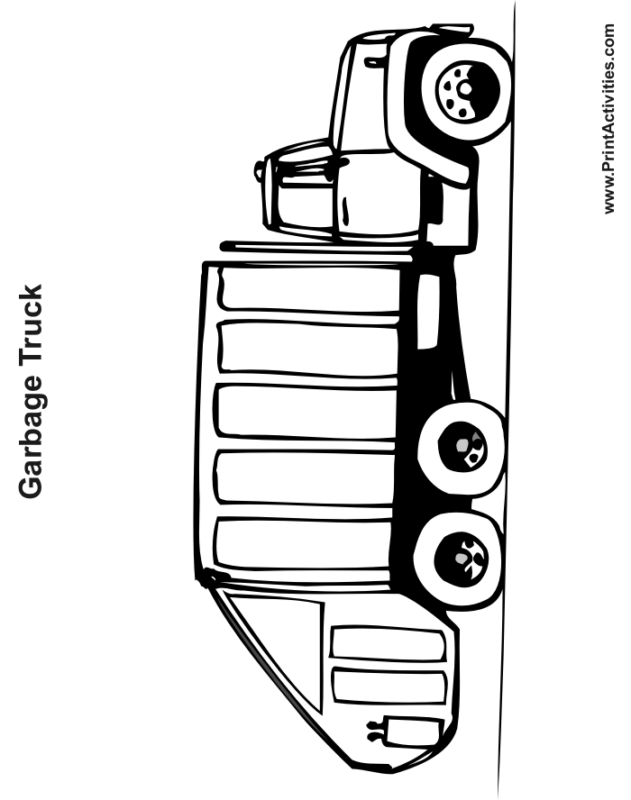 Garbage truck coloring page