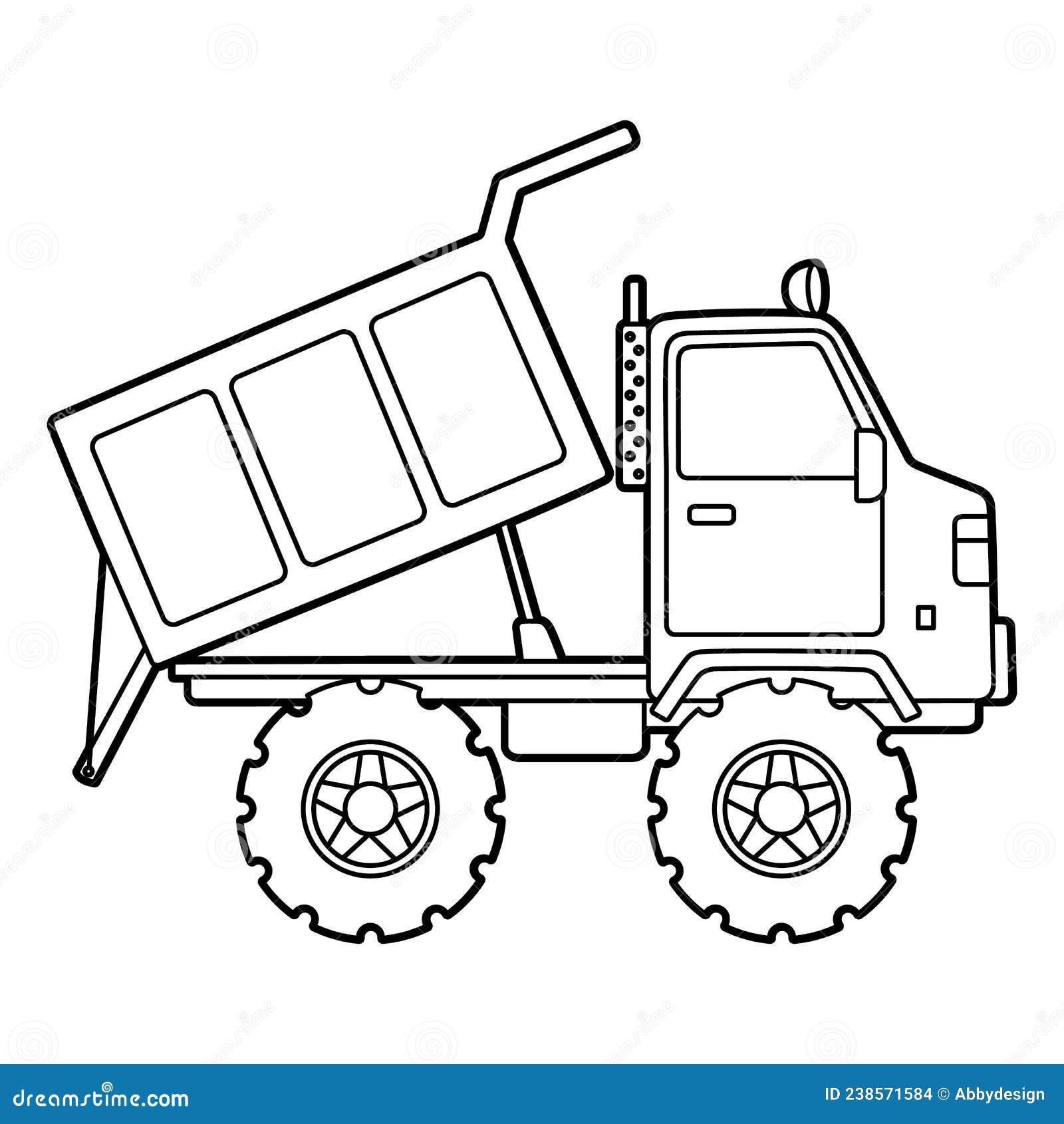 Dump truck coloring page isolated for kids stock vector