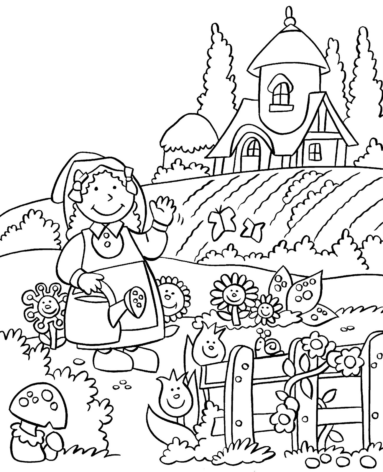 Gardening coloring pages