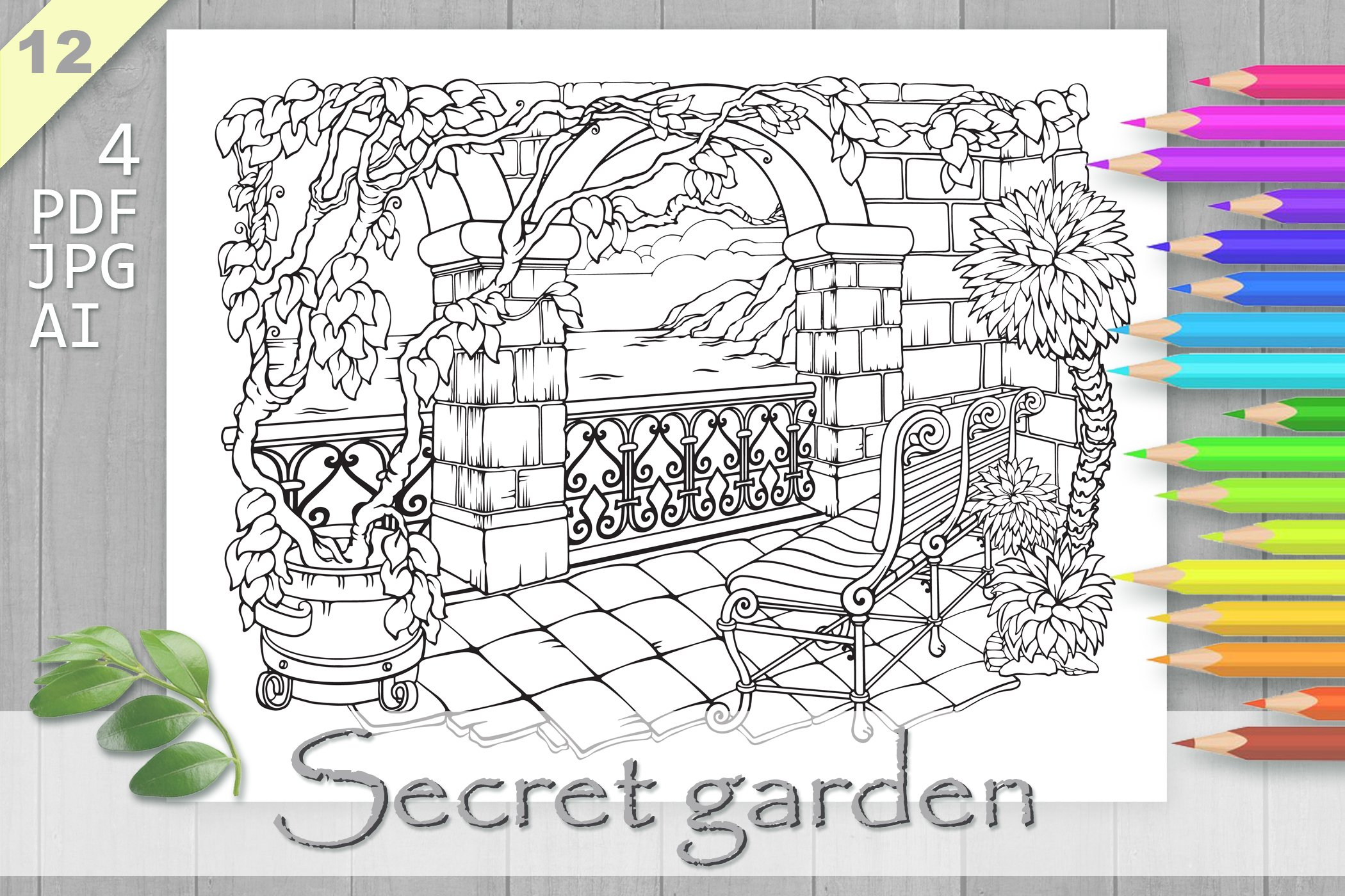 Secret garden coloring page printable adult