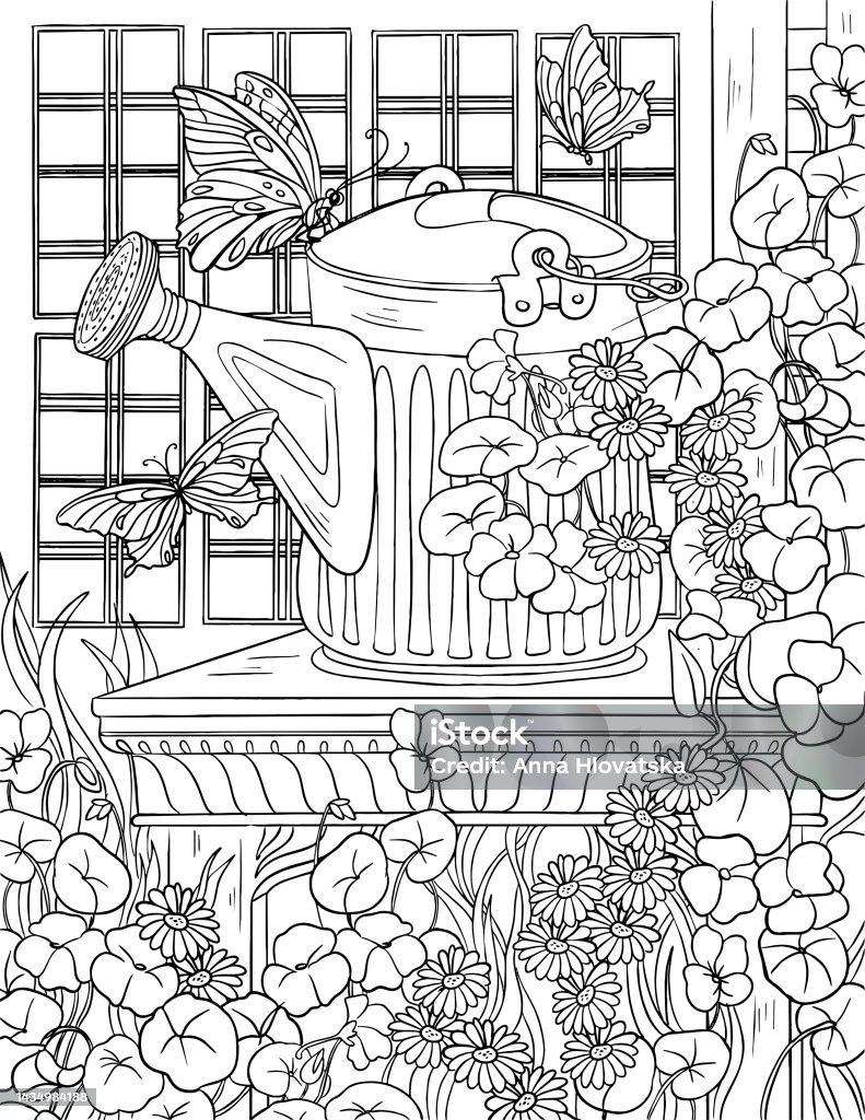 Magical garden coloring book coloring pages stock illustration