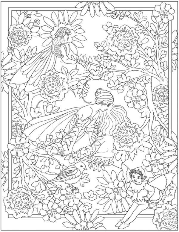 Free fairy garden coloring pages â