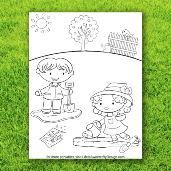 Gardening coloring page