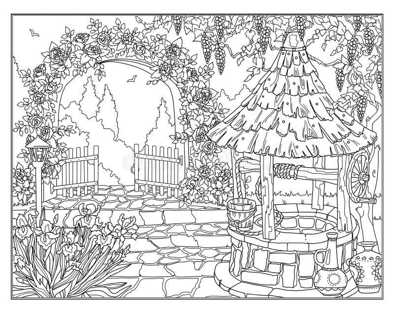 Coloring page the secret garden stock illustration