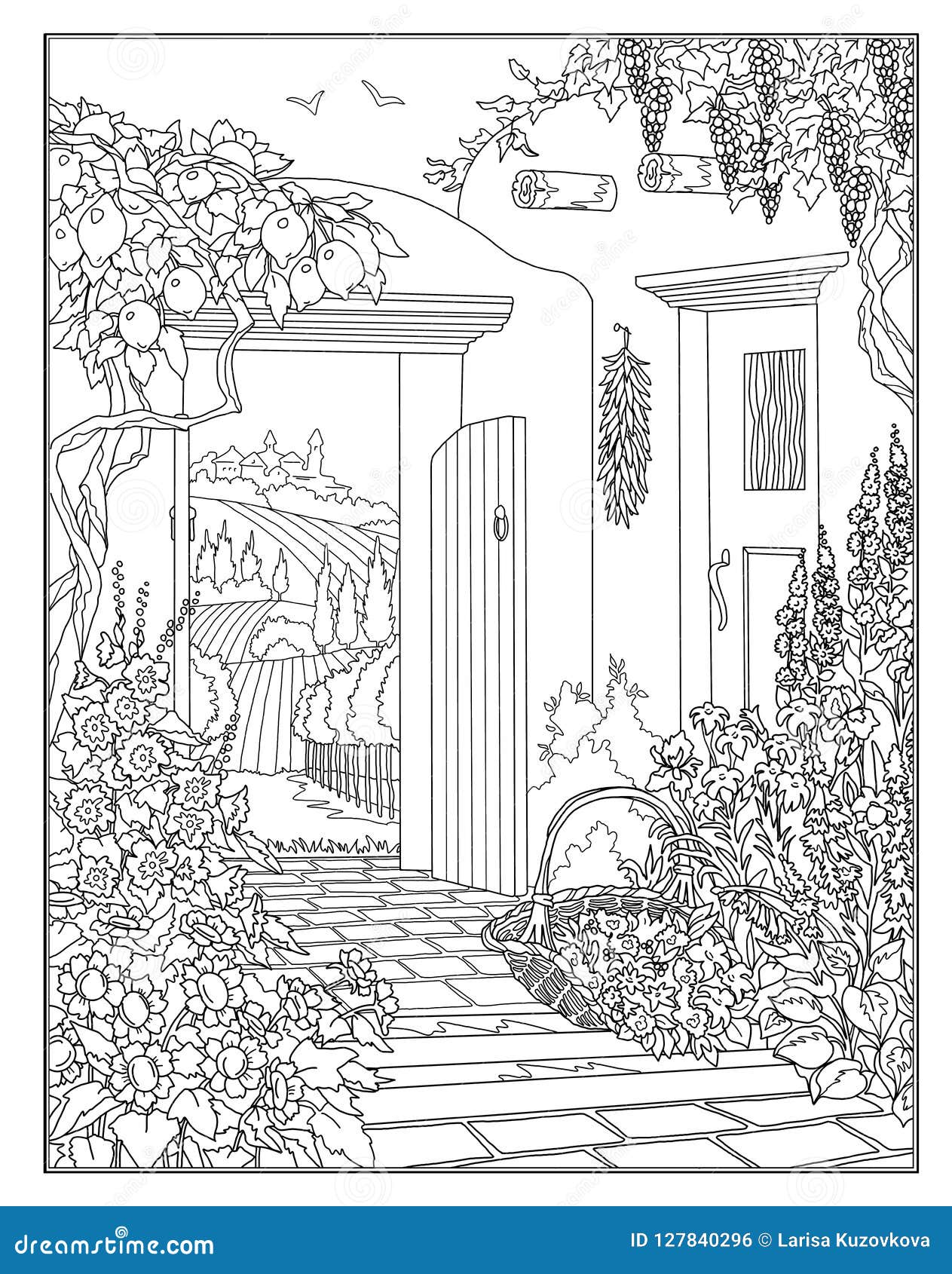 Coloring page the secret garden stock illustration