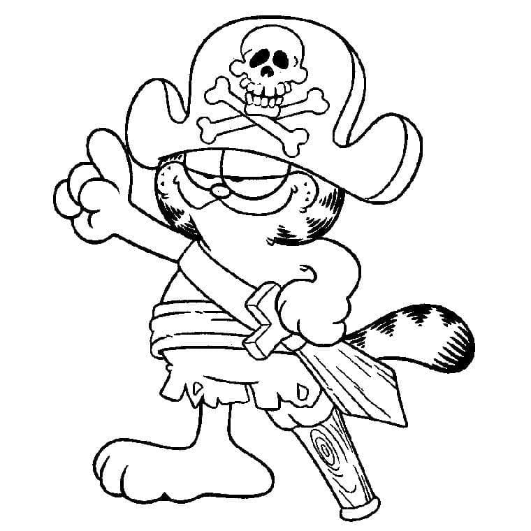 Pirate garfield coloring page