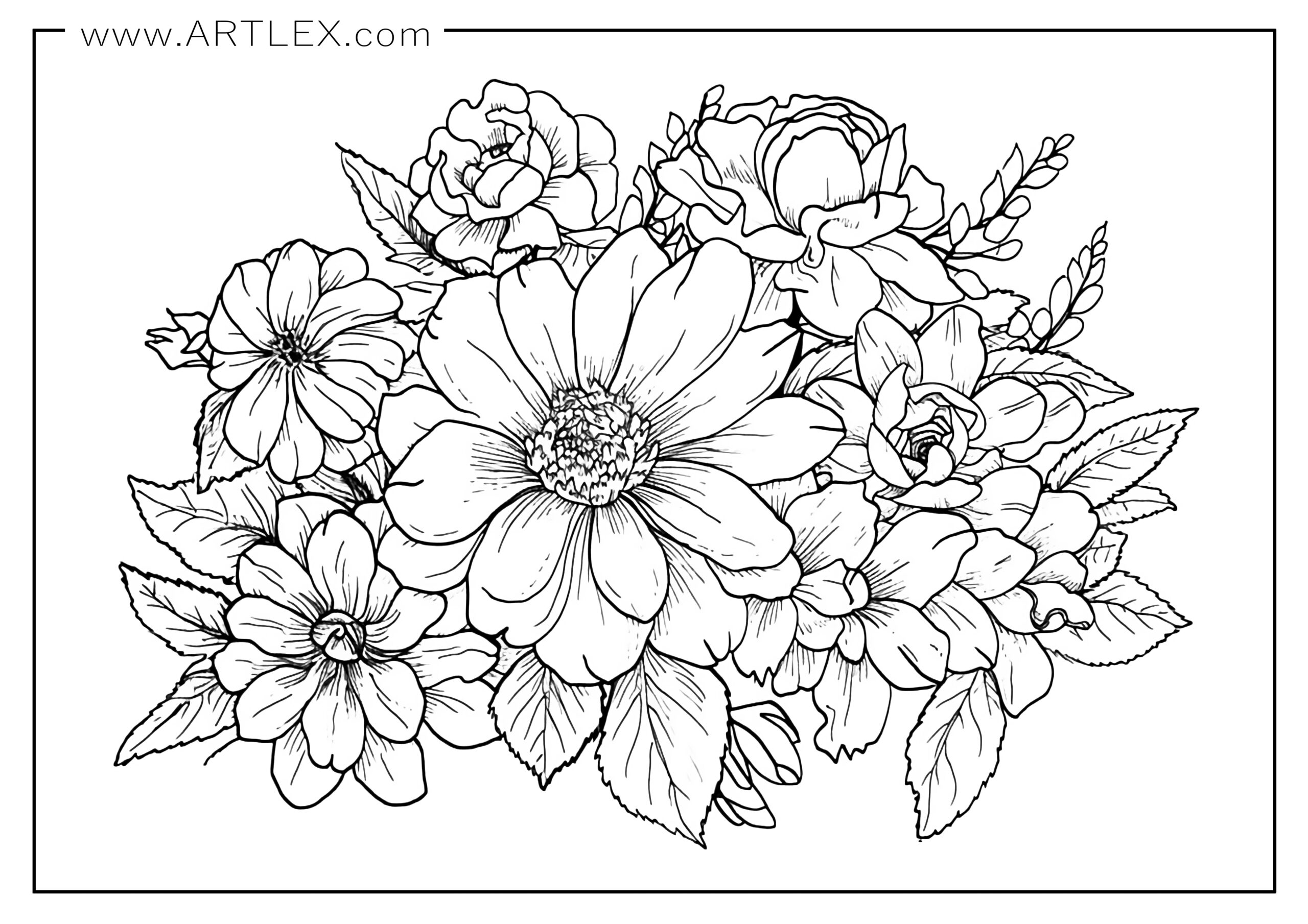 Best flower coloring pages free printable â