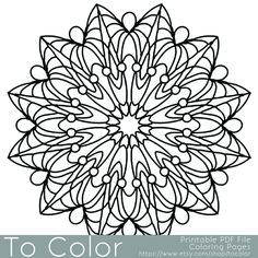 Simple printable coloring pages for adults gel pens mandala pattern pdf jpg instant download coloring bookâ mandalas drawing mandalas mandalas de colores