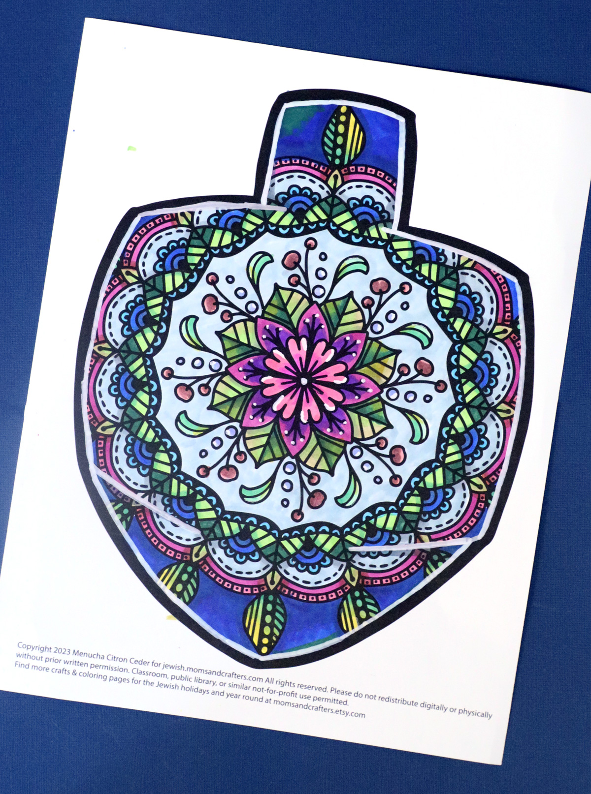 Dreidel coloring page free printable