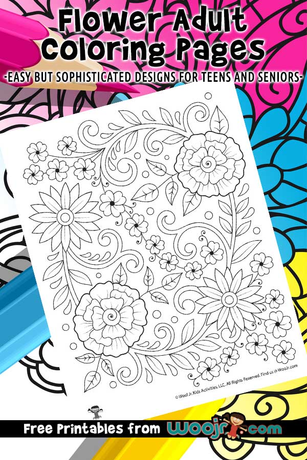 Flower adult coloring pages woo jr kids activities childrens publishing