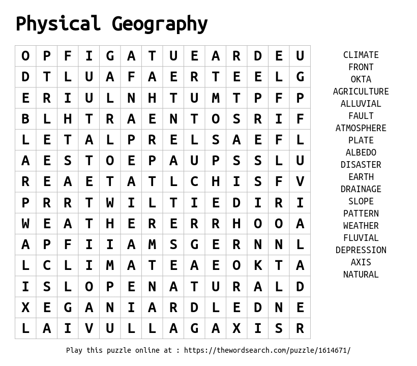 Download word search on physical geography