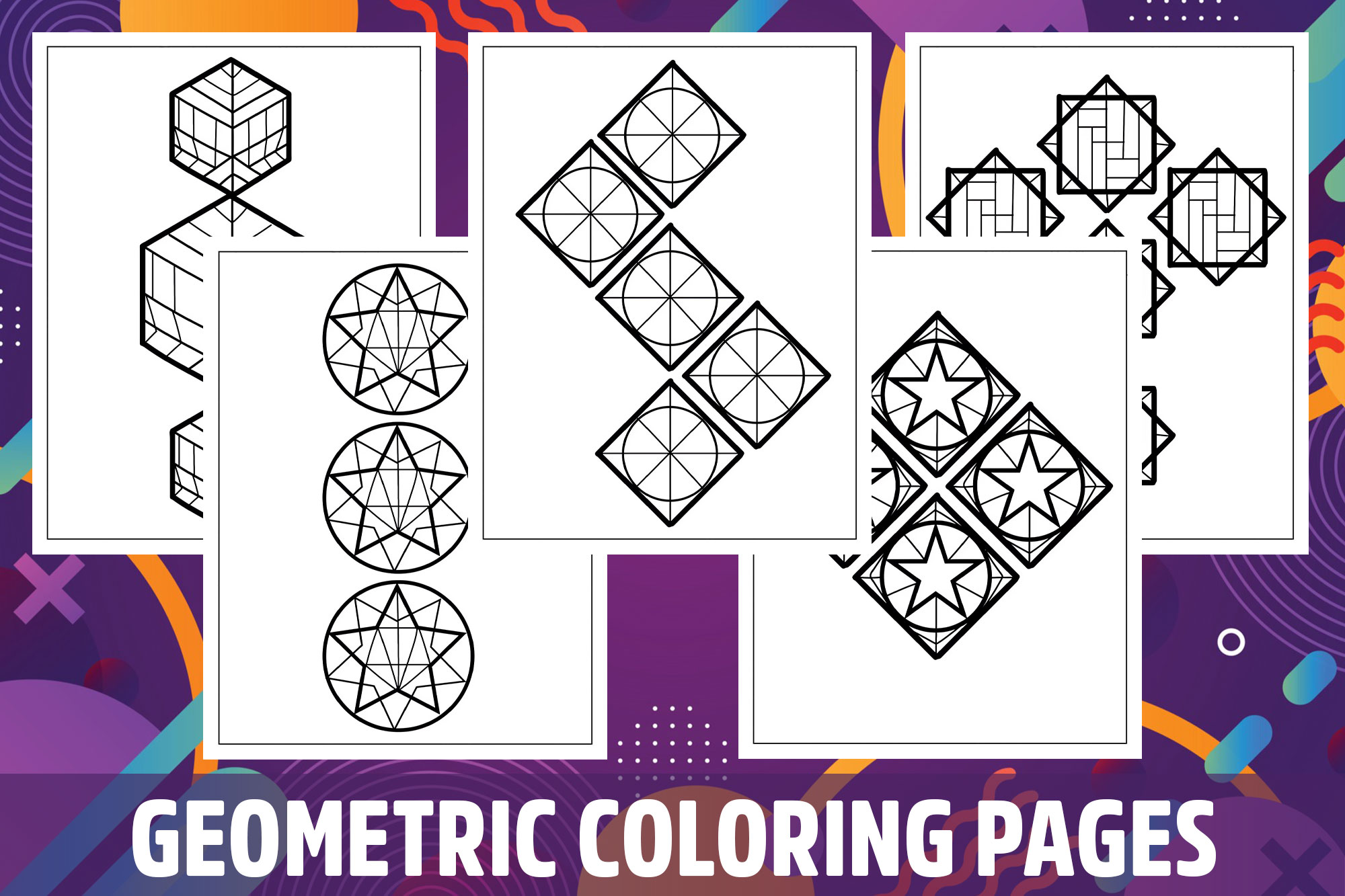 Geometric coloring pages for kids girls boys teens birthday school activity made by teachers