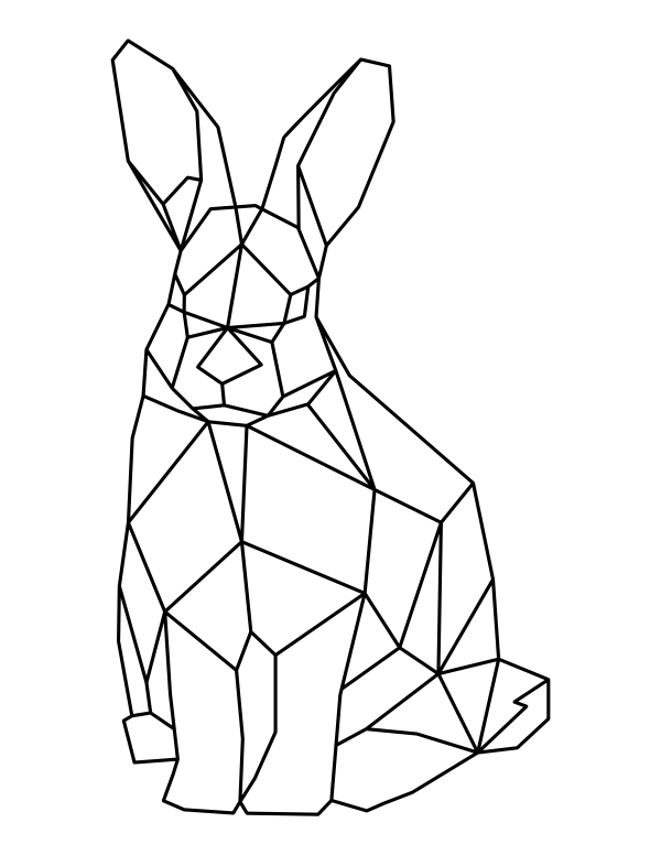 Printable geometric rabbit coloring page