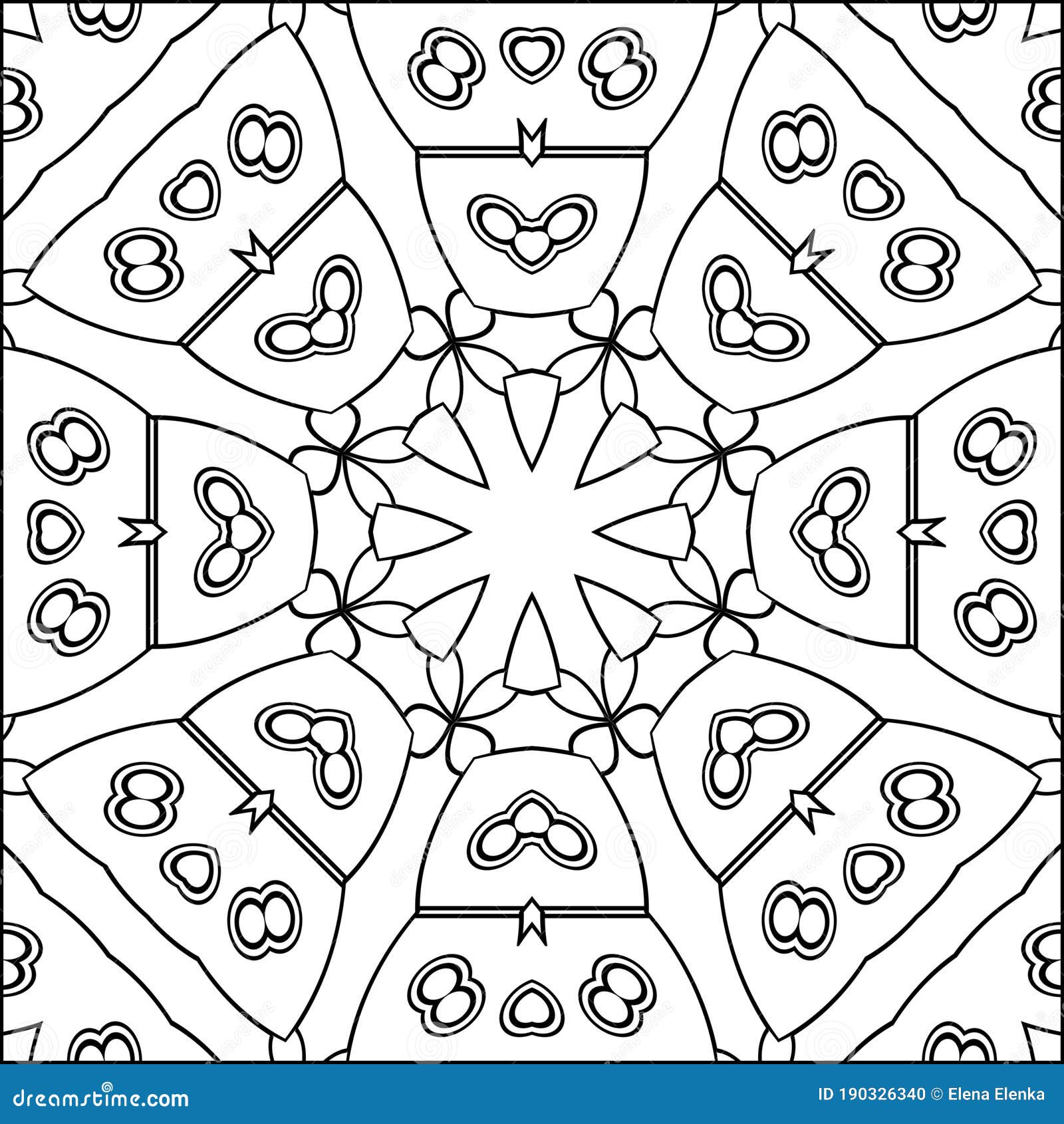 Simple geometric coloring page for kids and adults relax black and white ornament stock illustration