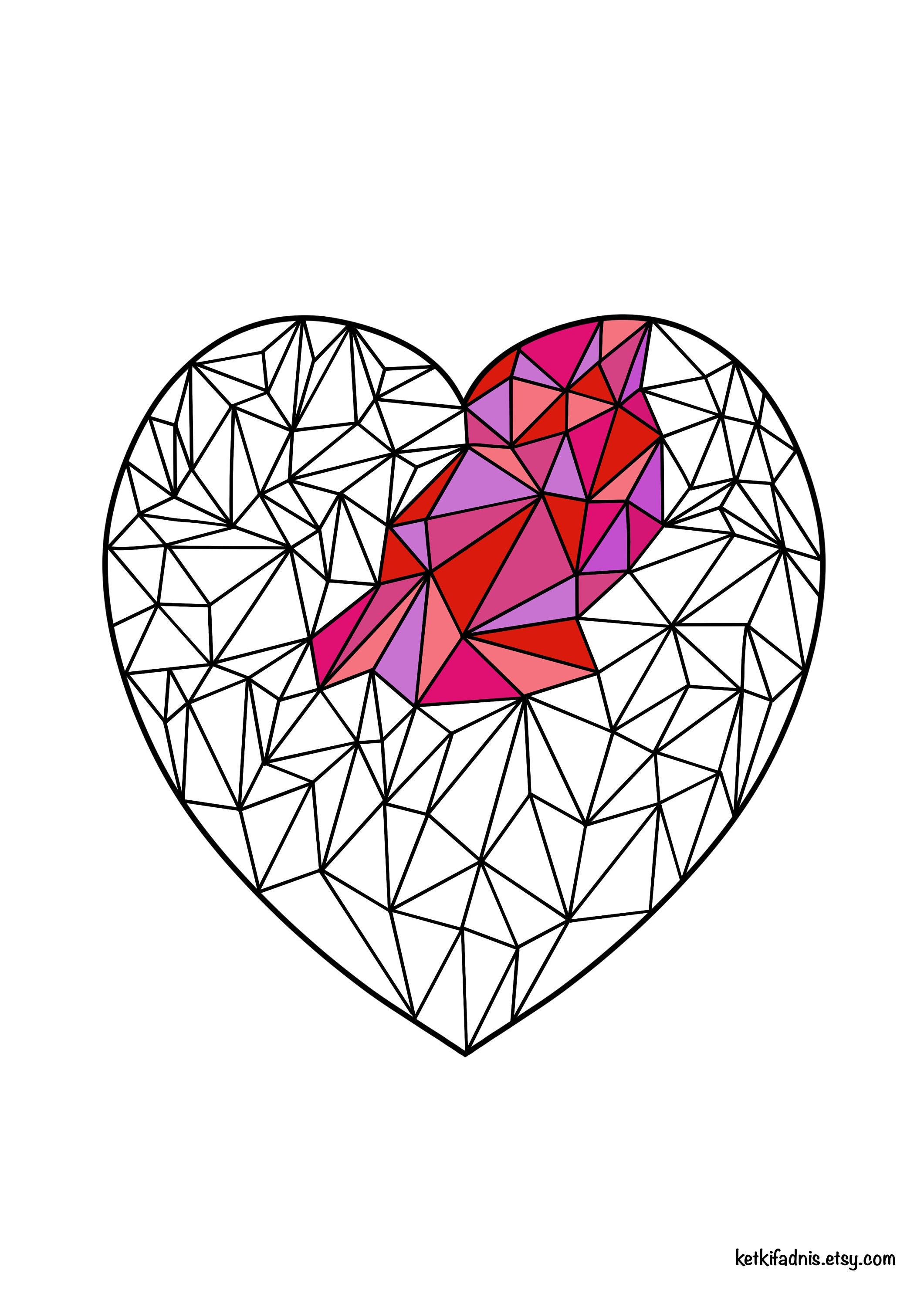 Heart pdf digital download zentangle valentines day coloring page
