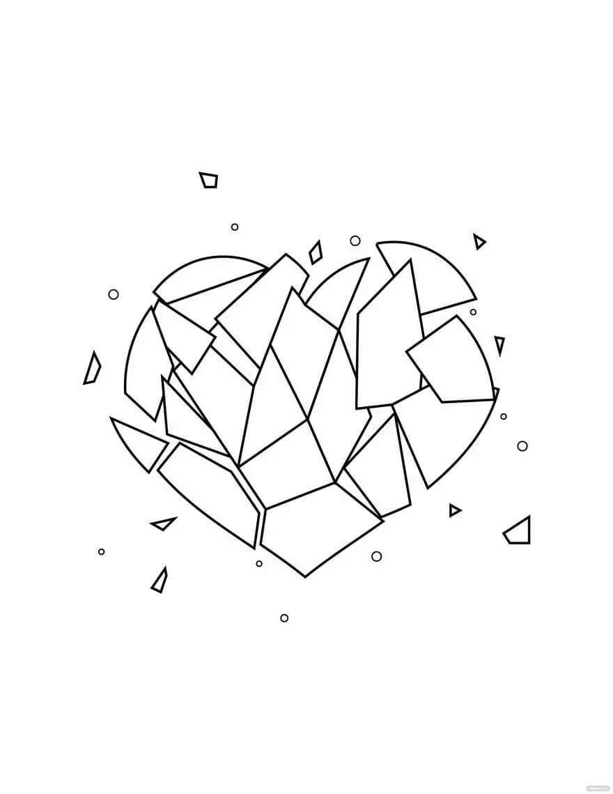 Broken heart free pictures coloring page