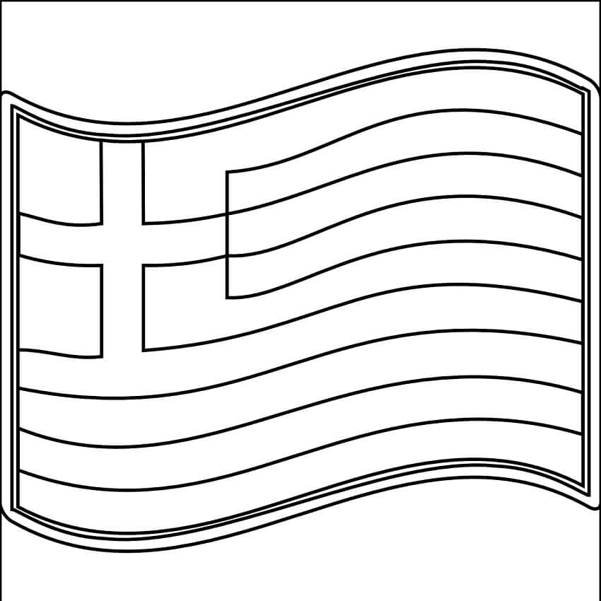 Printable greece flag coloring page