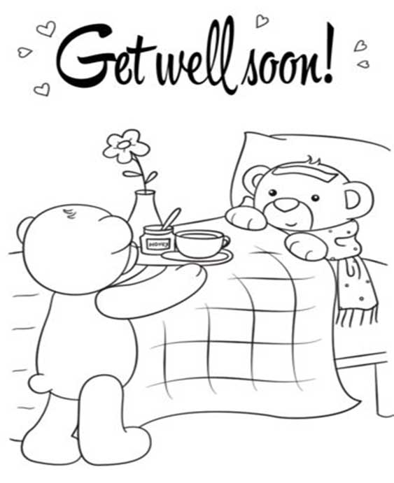 Free easy to print get well soon coloring pages