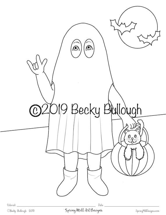 Coloring page ghost love printable