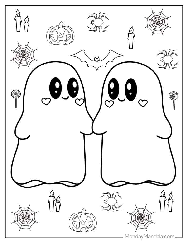 Ghost coloring pages free pdf printables