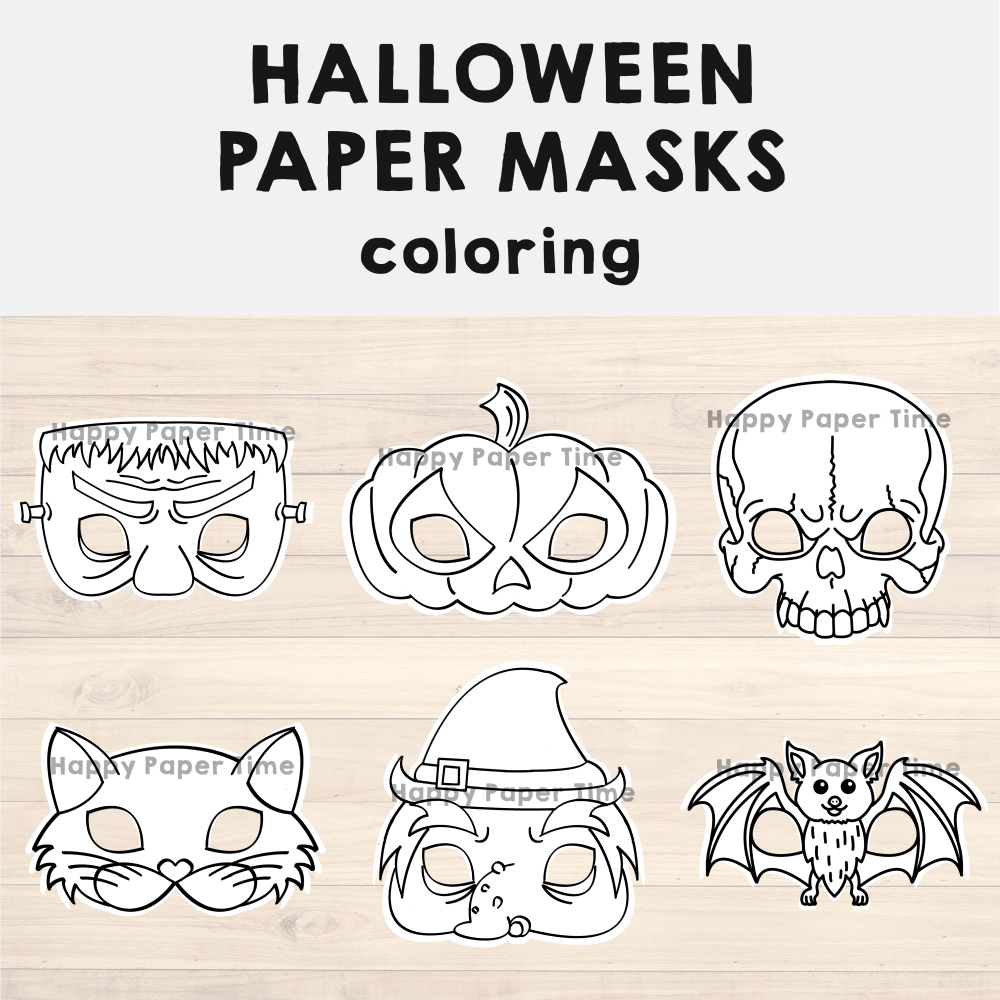 Halloween paper masks printable coloring craft activity costume template made by teachers