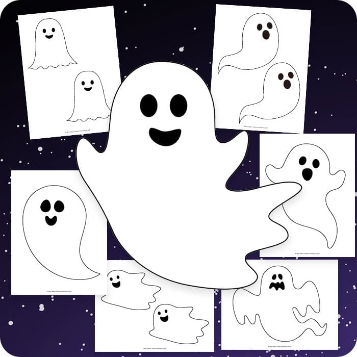 Ghost template printables for halloween crafts mrs merry