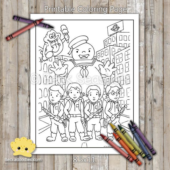 Printable ghostbusters cartoon coloring page hand