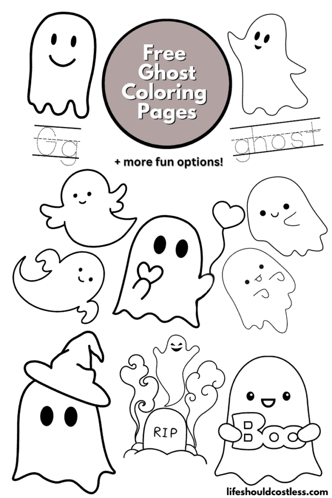 Ghost coloring pages free printable pdf templates