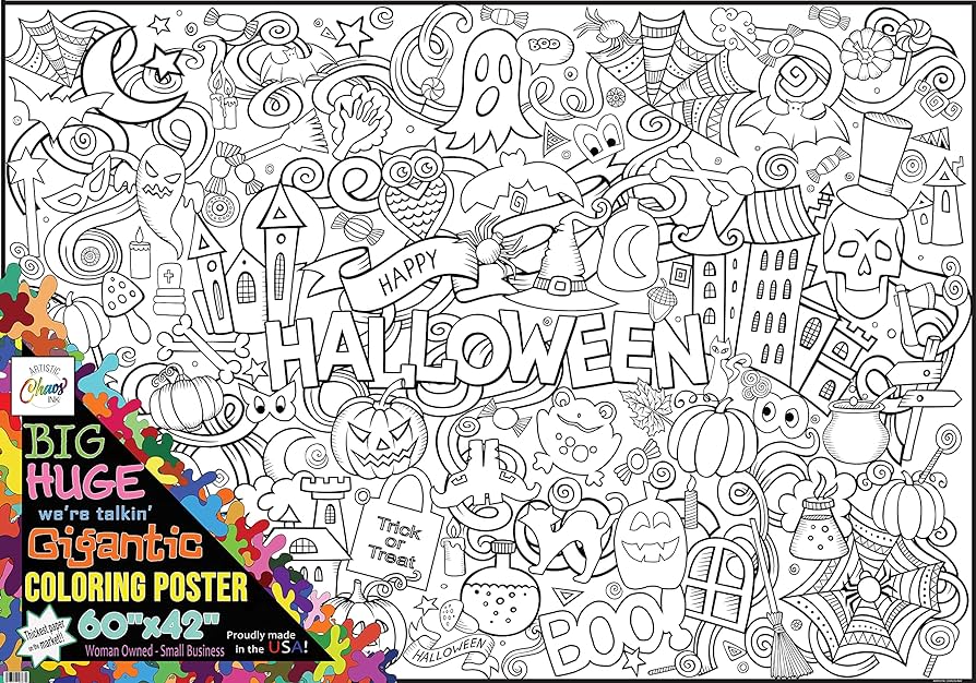 Artistic chaos ink giant christmas coloring posters made in the usa rolled not folded giant coloring pages great craft for school party activities drawing roll happy halloween x