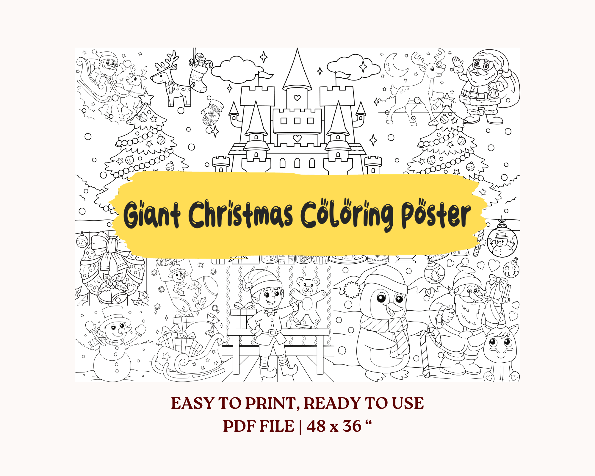 Giant christmas coloring poster fun holiday activity for family bonding made by teachers