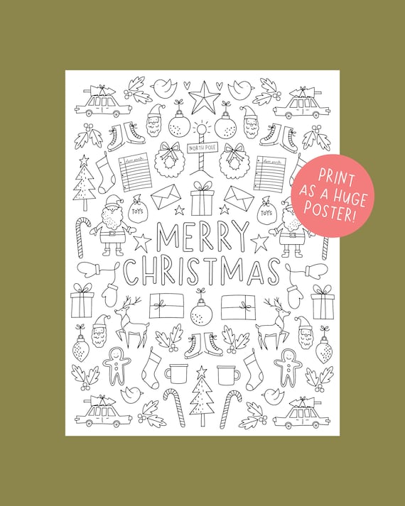 Huge christmas coloring poster and holiday coloring pages