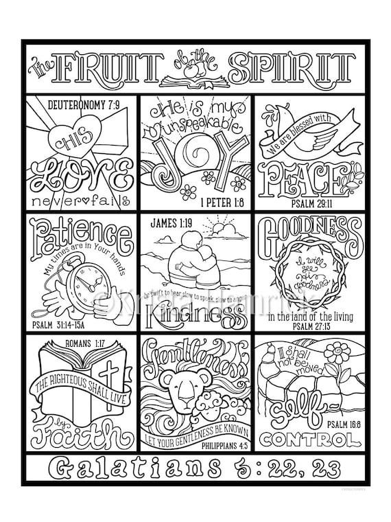 The fruit of the spirit coloring page in three sizes x x suitable for framing x for bible journaling tip
