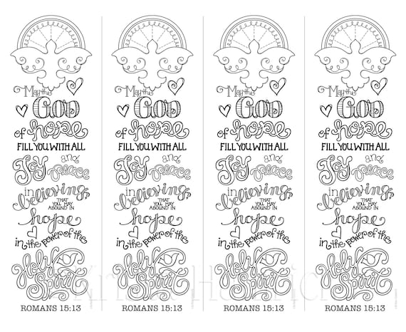 Hope in the holy spirit romans coloring page and bookmarks instant download