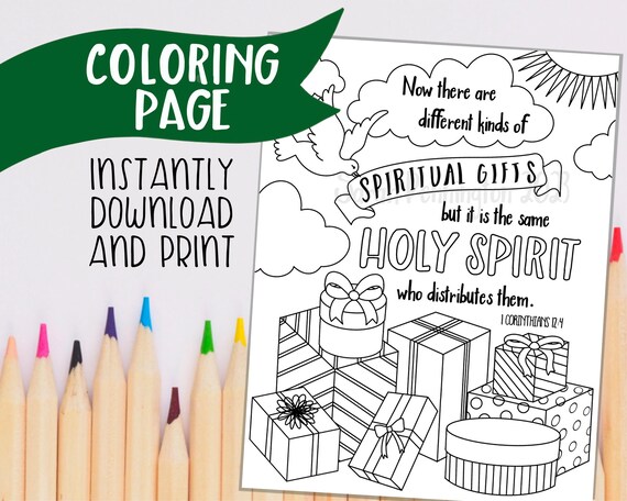 Spiritual gifts printable coloring page instant download christian coloring sheet adult coloring page line art bible