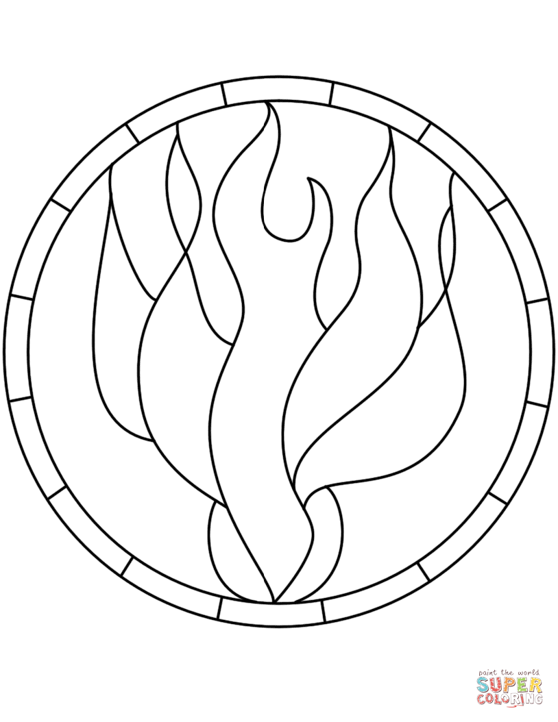 Pentecost holy spirit flame dove stained glass coloring page free printable coloring pages