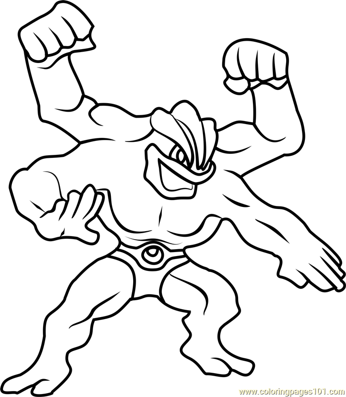 Machamp pokemon coloring page for kids