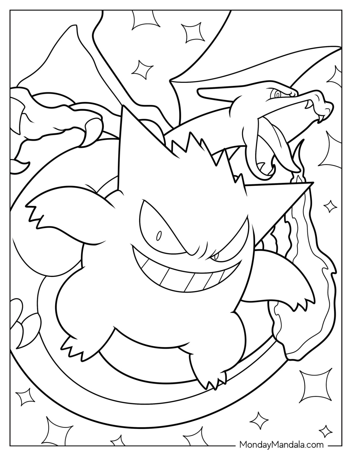 Gengar coloring pages free pdf printables