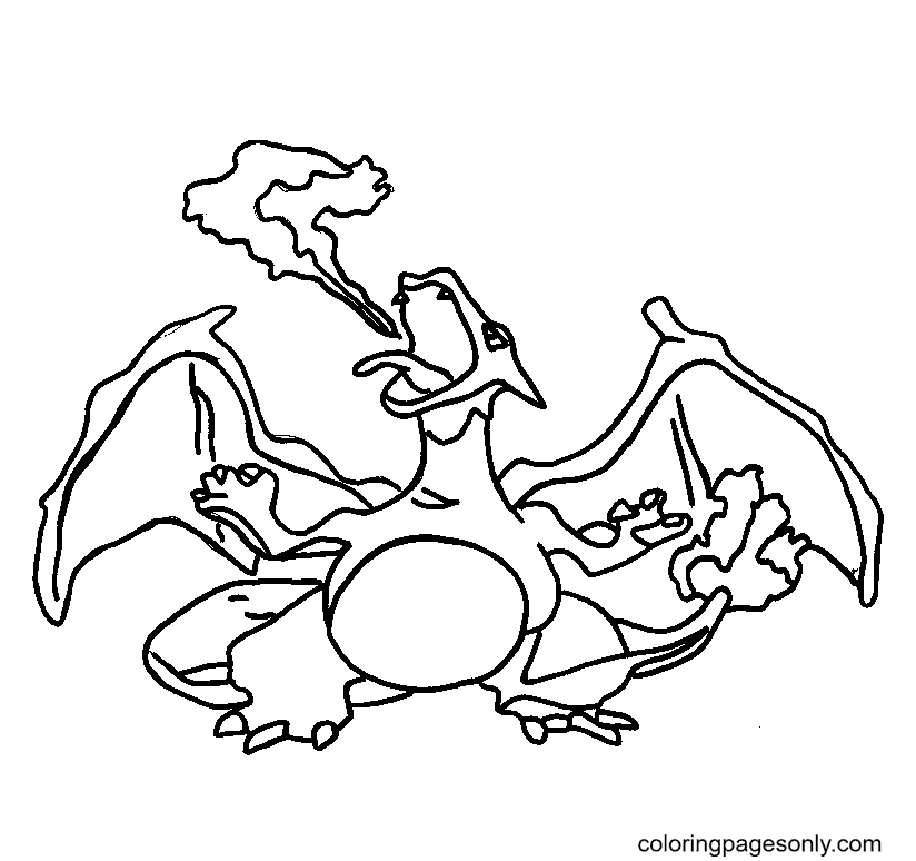 Pokemon charizard free printable coloring page