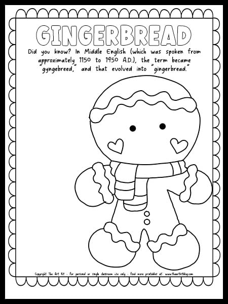 Free printable gingerbread boy coloring page â the art kit