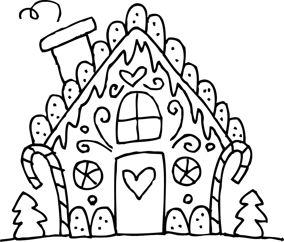 Free printable gingerbread house coloring pages for kids