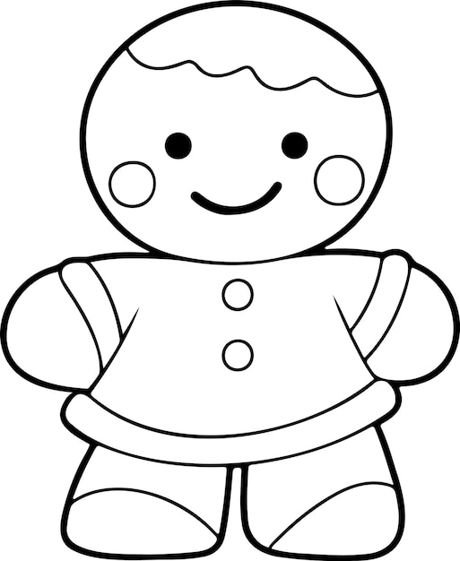 Premium vector gingerbread man vector illustration black and white outline christmas gingerbread coloring book or page for children