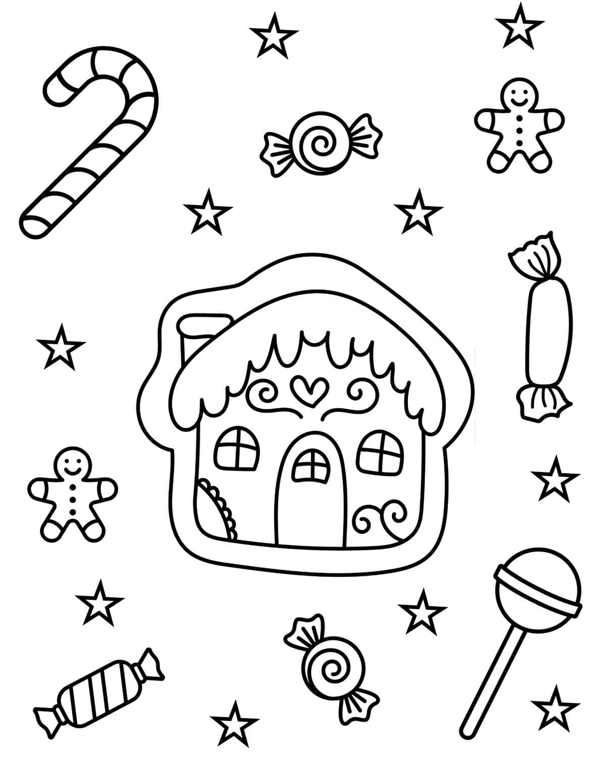 Free gingerbread house coloring pages for kids