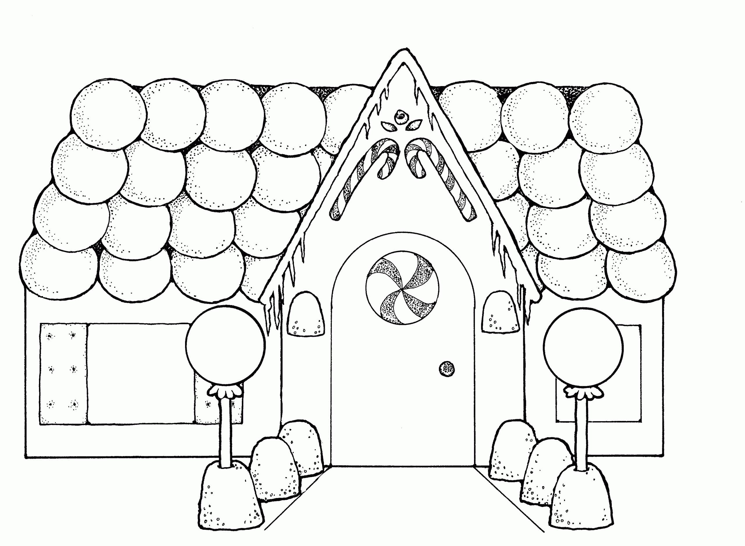 Free printable gingerbread house coloring pages for kids