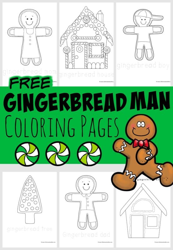 Free gingerbread coloring sheets for kids