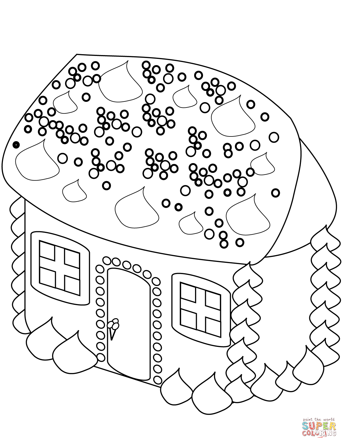 Gingerbread house coloring page free printable coloring pages